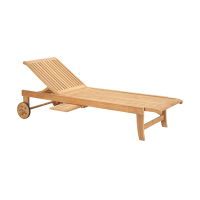 Lance Teak Outdoor Reclining Sunlounger with Rear Wheels and Slide-out Tray