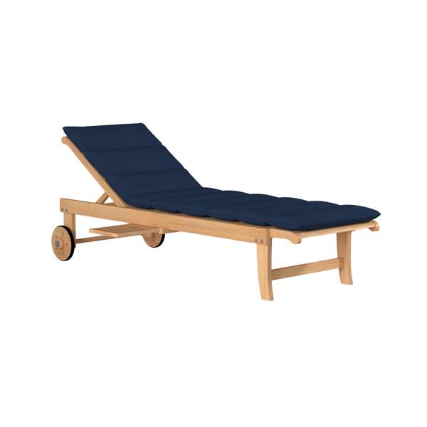 Lance Teak Outdoor Reclining Sunlounger with Rear Wheels and Slide-out Tray