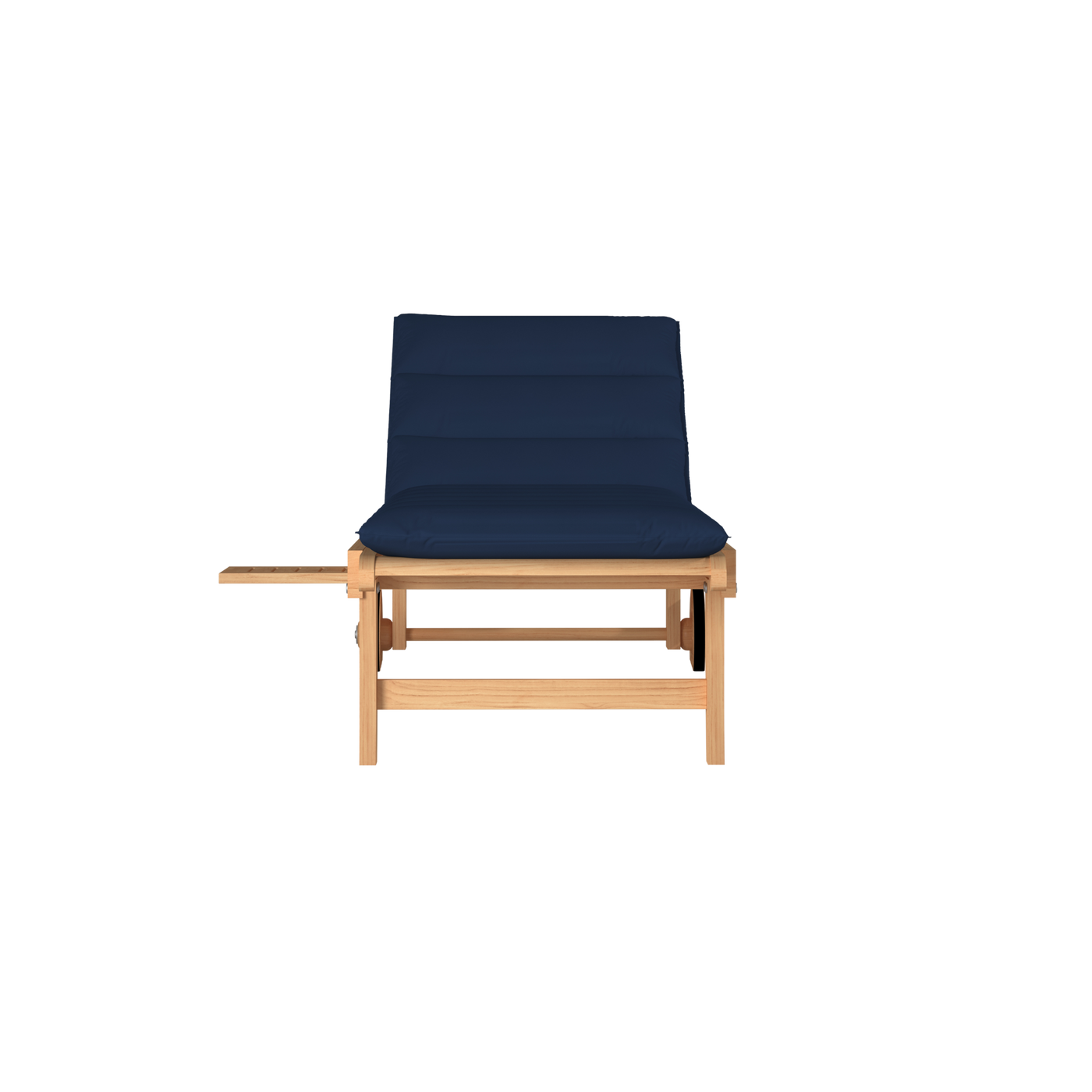 Lance Teak Outdoor Reclining Sunlounger with Rear Wheels and Slide-out Tray