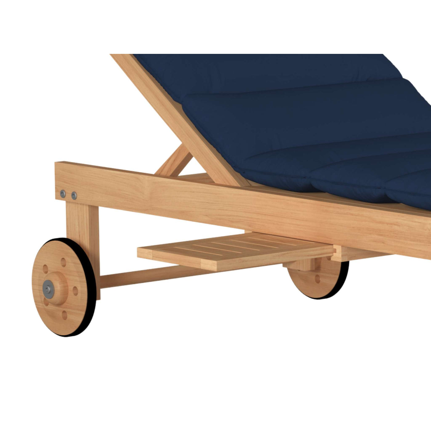 Lance Teak Outdoor Reclining Sunlounger with Rear Wheels and Slide-out Tray