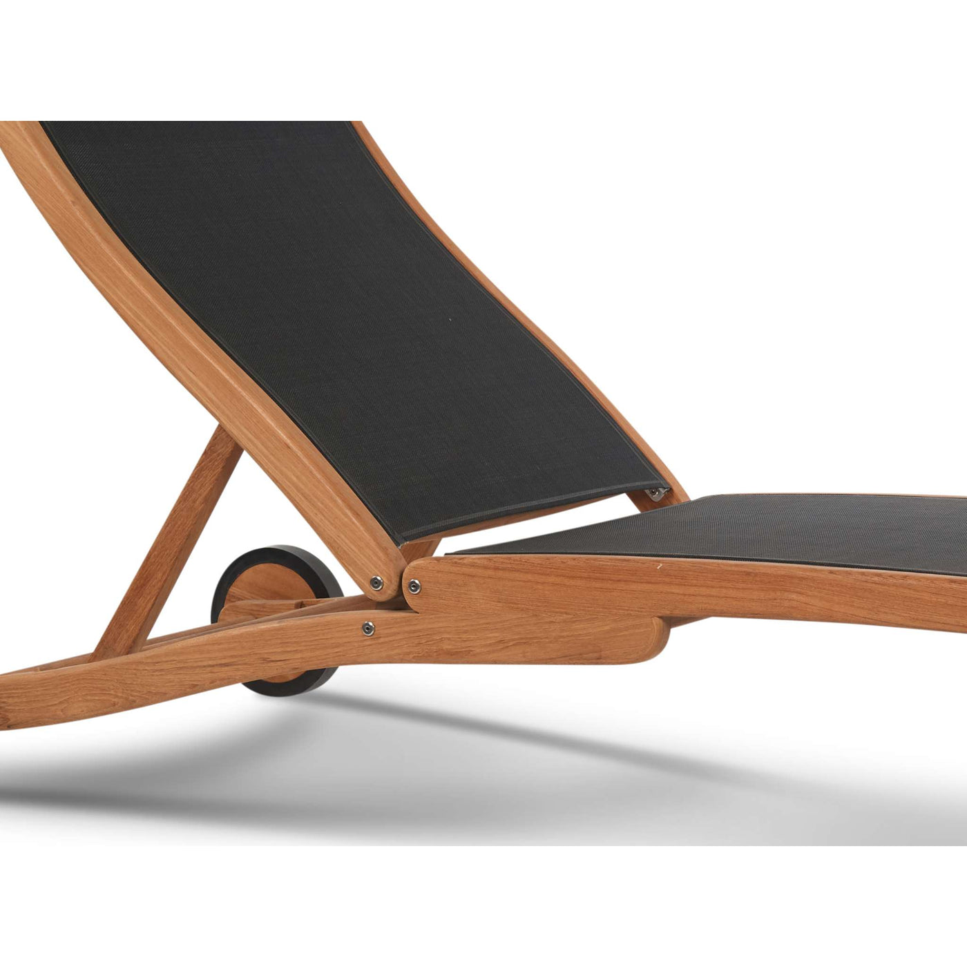 Pearl Teak Outdoor Reclining Sunlounger in Black with Rear Wheels