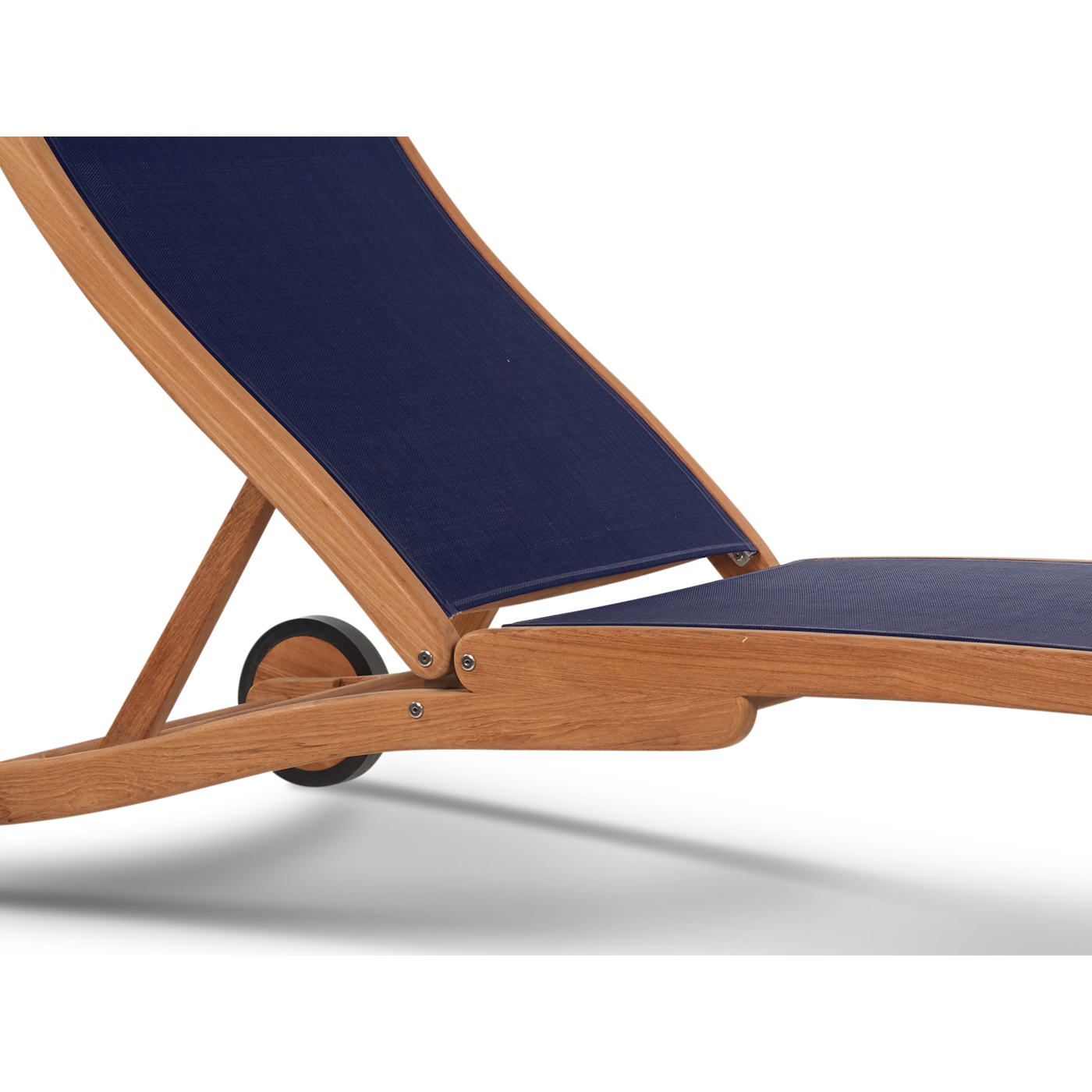Pearl Teak Outdoor Reclining Sunlounger in Black with Rear Wheels