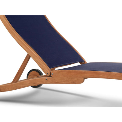 Pearl Teak Outdoor Reclining Sunlounger in Black with Rear Wheels