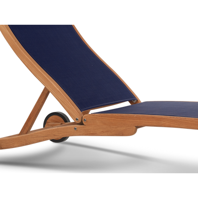 Pearl Teak Outdoor Reclining Sunlounger in Black with Rear Wheels