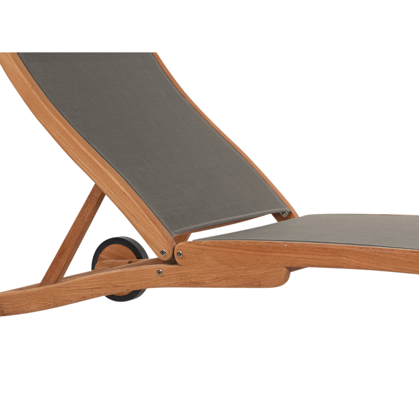 Pearl Teak Outdoor Reclining Sunlounger in Black with Rear Wheels