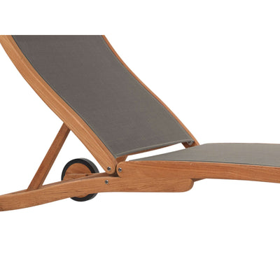 Pearl Teak Outdoor Reclining Sunlounger in Black with Rear Wheels