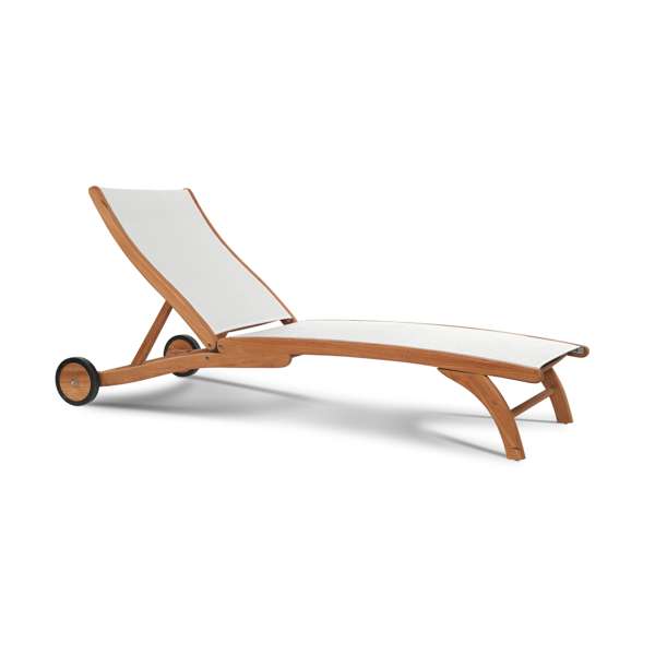 Pearl Teak Outdoor Reclining Sunlounger in Black with Rear Wheels