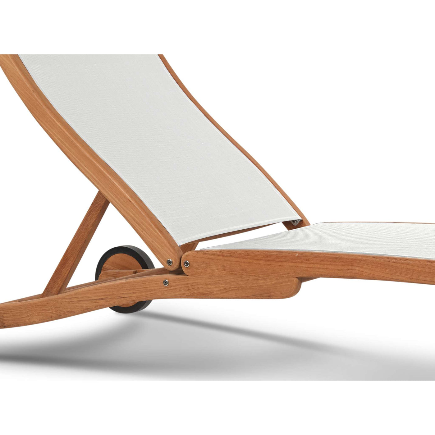 Pearl Teak Outdoor Reclining Sunlounger in Black with Rear Wheels