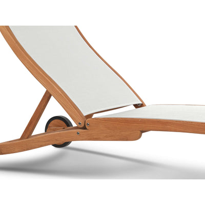 Pearl Teak Outdoor Reclining Sunlounger in Black with Rear Wheels