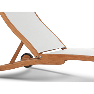Pearl Teak Outdoor Reclining Sunlounger in Black with Rear Wheels