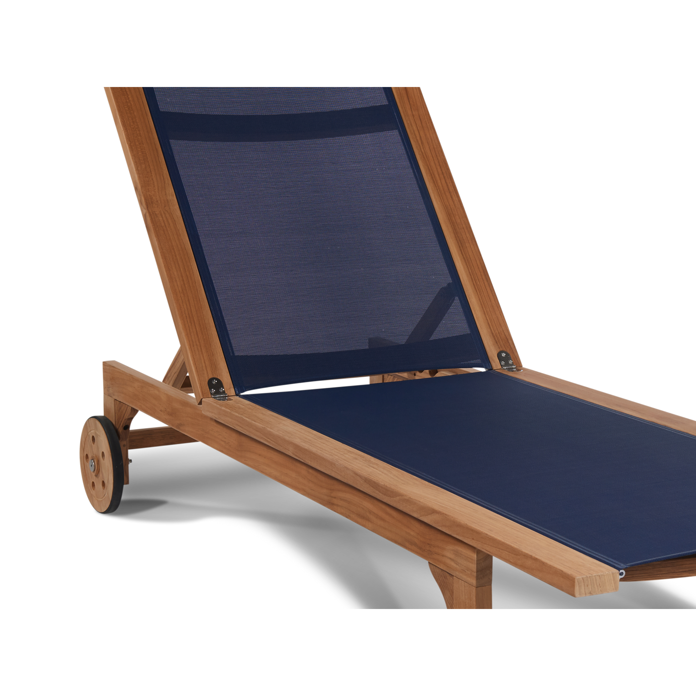 Montauk Teak Outdoor Reclining Sunlounger in Black with Rear Wheels
