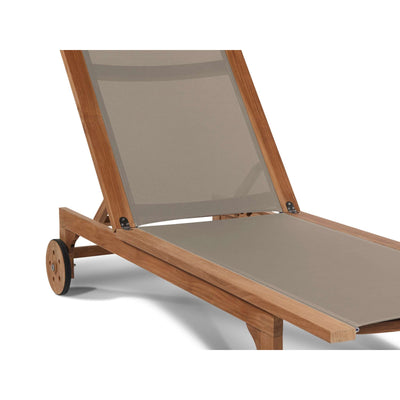 Montauk Teak Outdoor Reclining Sunlounger in Black with Rear Wheels