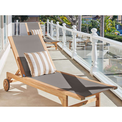 Montauk Teak Outdoor Reclining Sunlounger in Black with Rear Wheels