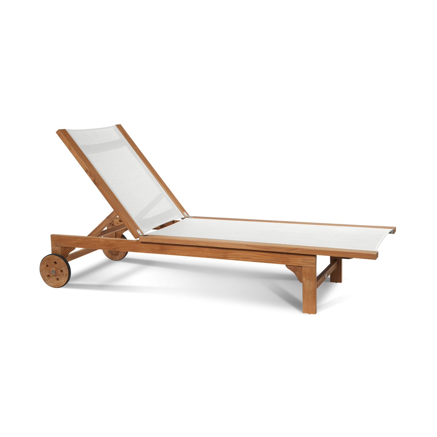 Montauk Teak Outdoor Reclining Sunlounger in Black with Rear Wheels
