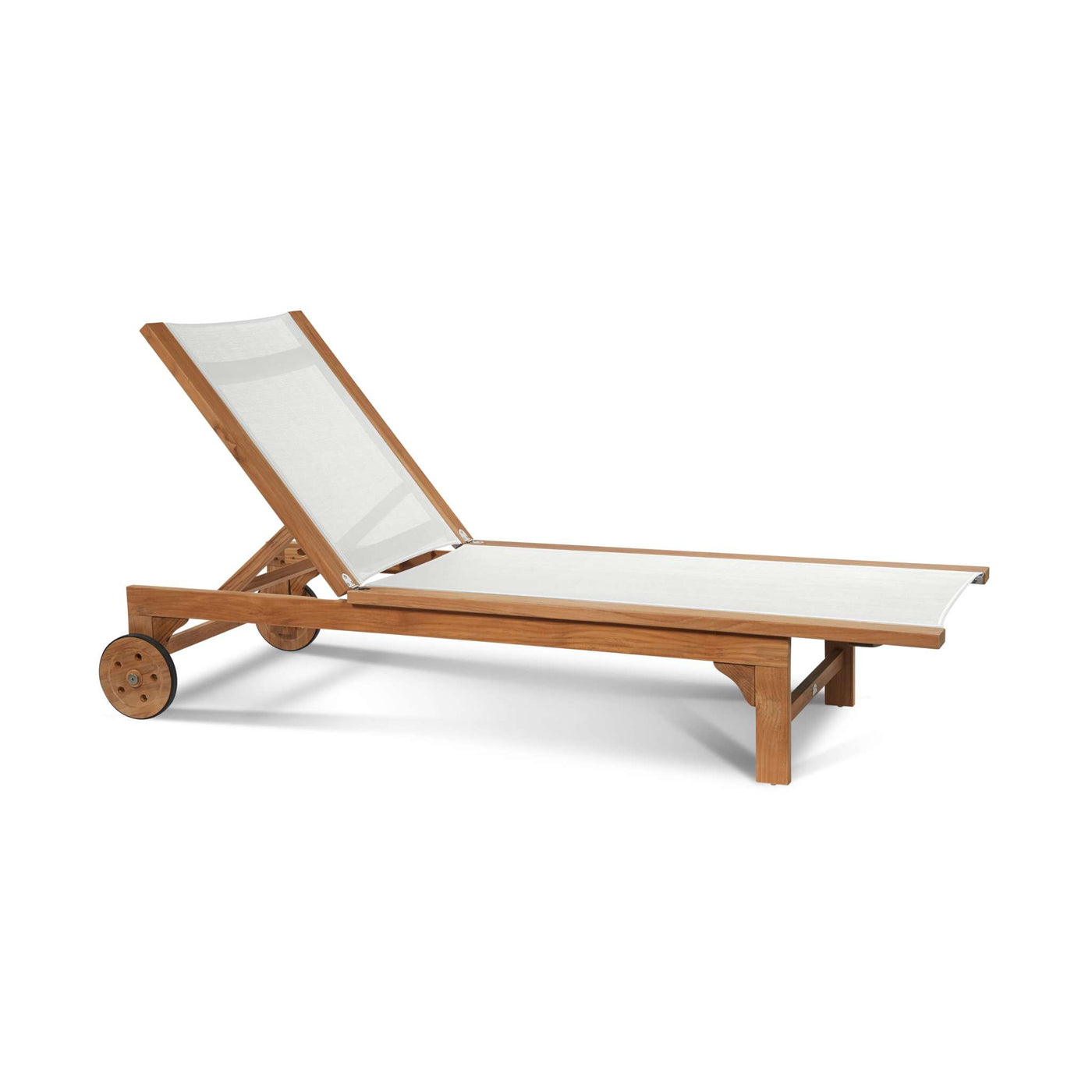 Montauk Teak Outdoor Reclining Sunlounger in Black with Rear Wheels