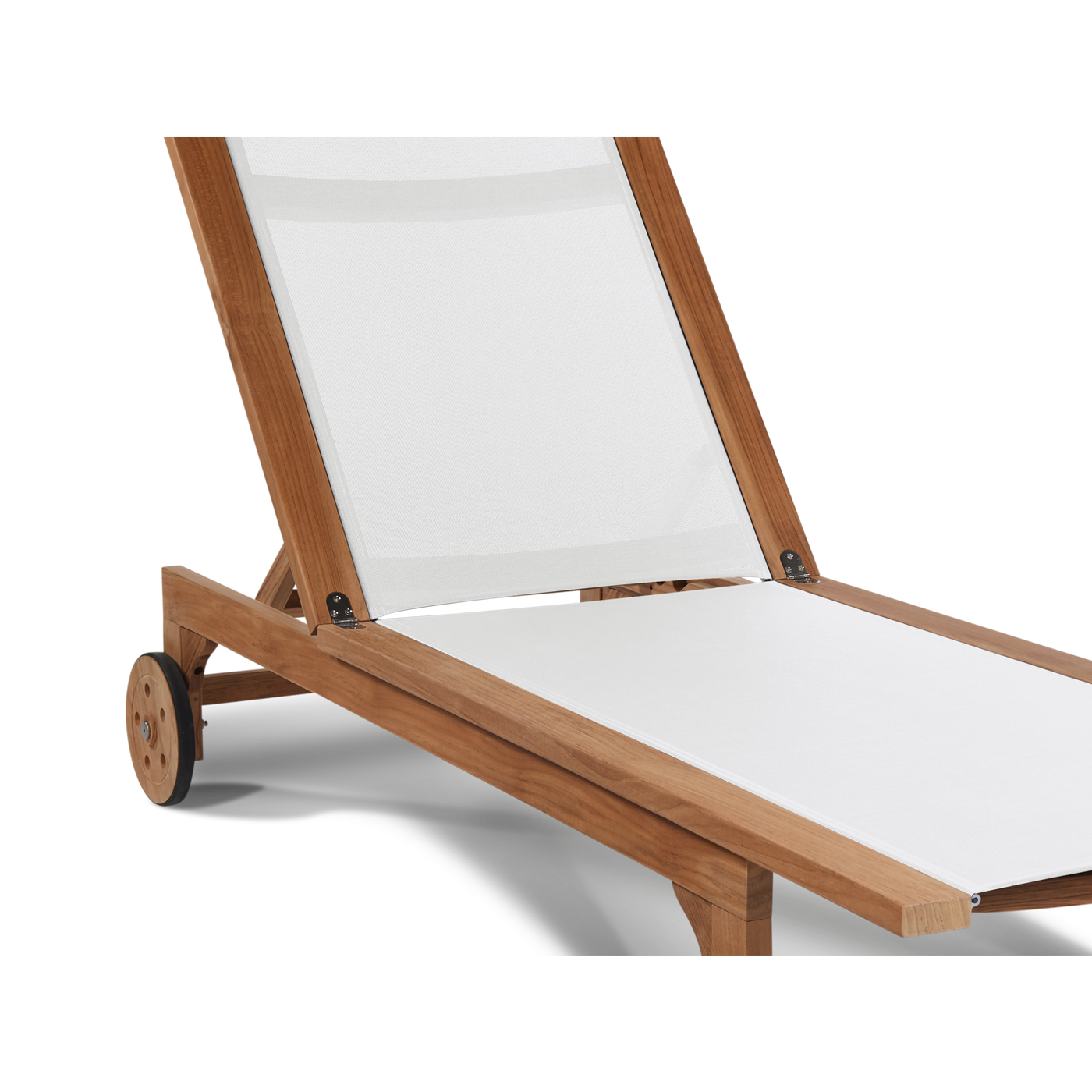 Montauk Teak Outdoor Reclining Sunlounger in Black with Rear Wheels