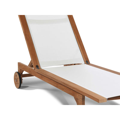 Montauk Teak Outdoor Reclining Sunlounger in Black with Rear Wheels