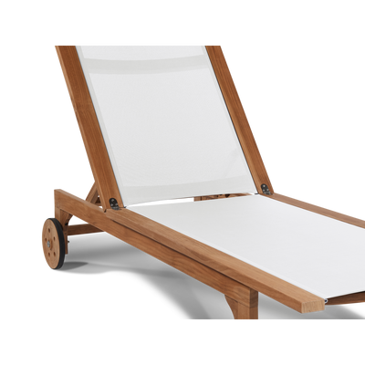 Montauk Teak Outdoor Reclining Sunlounger in Black with Rear Wheels