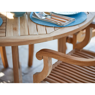 Curtis 47.25-inch Round Teak Outdoor Dining Table with Umbrella Hole