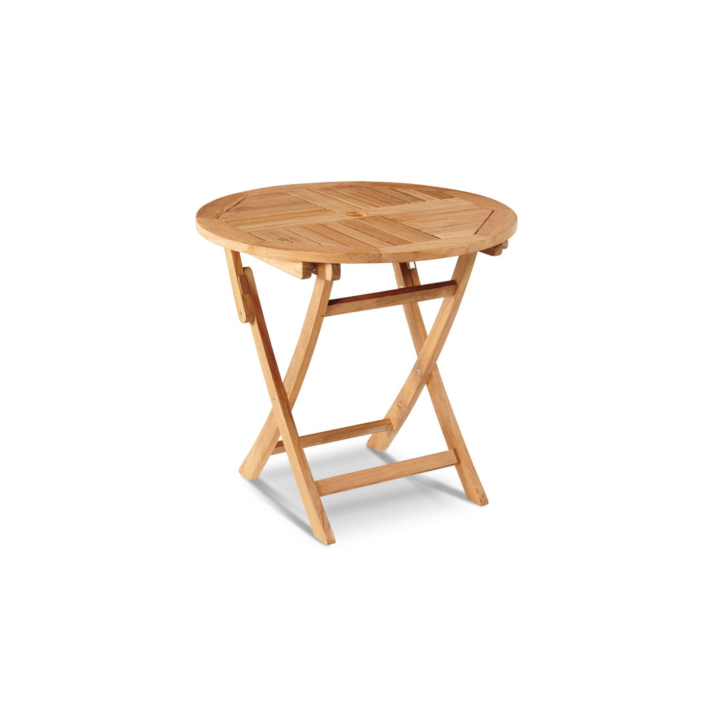 Valencia Round Teak Outdoor Folding Bistro Table with Umbrella Hole