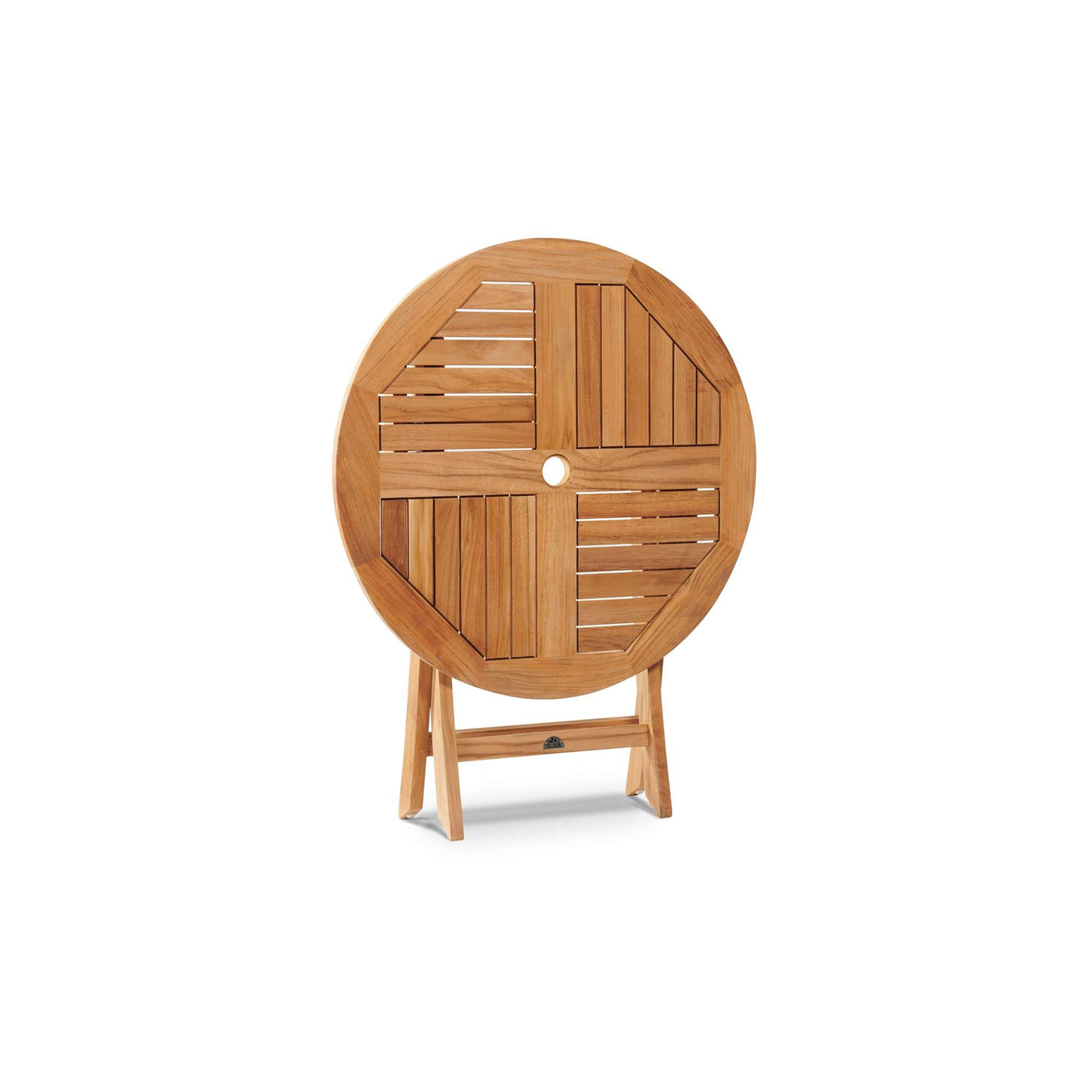Valencia Round Teak Outdoor Folding Bistro Table with Umbrella Hole