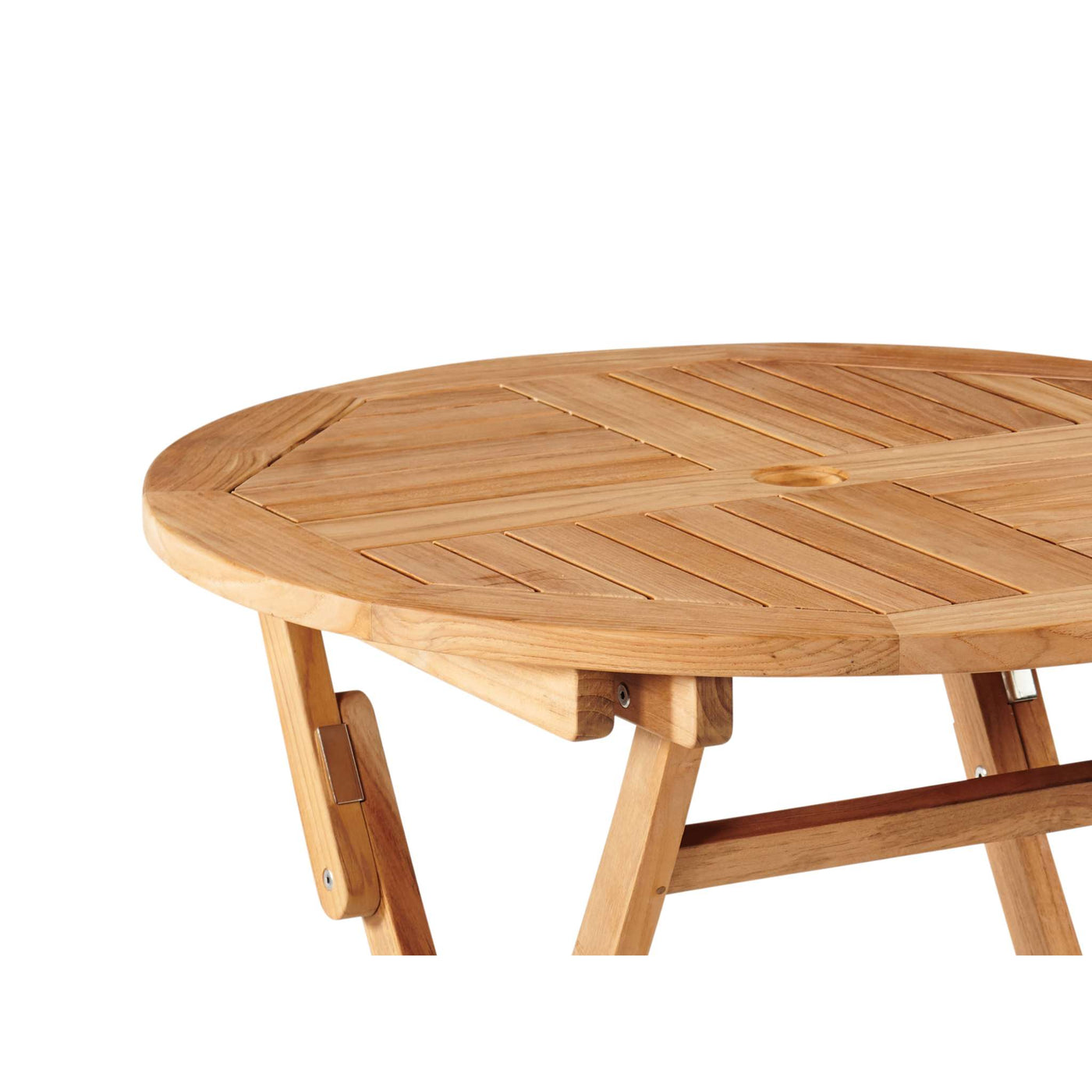 Valencia Round Teak Outdoor Folding Bistro Table with Umbrella Hole