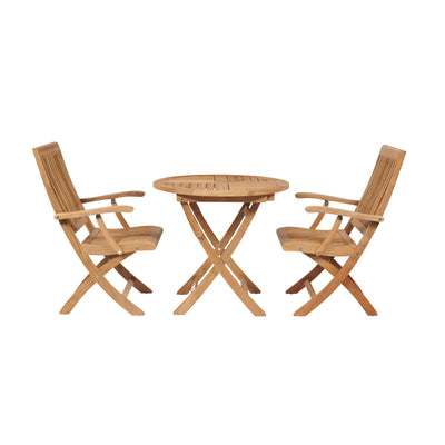 Valencia Round Teak Outdoor Folding Bistro Table with Umbrella Hole