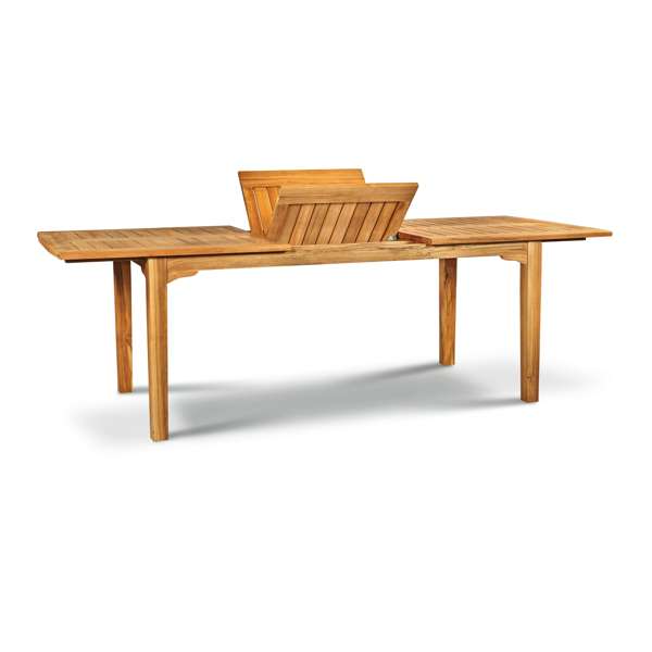 Manorhouse Rectangular Teak Outdoor Dining Table with Built-In Extension and Umbrella Hole