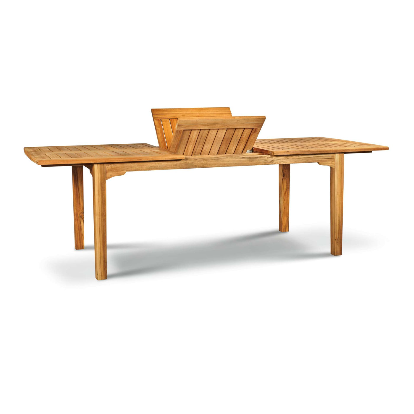 Manorhouse Rectangular Teak Outdoor Dining Table with Built-In Extension and Umbrella Hole
