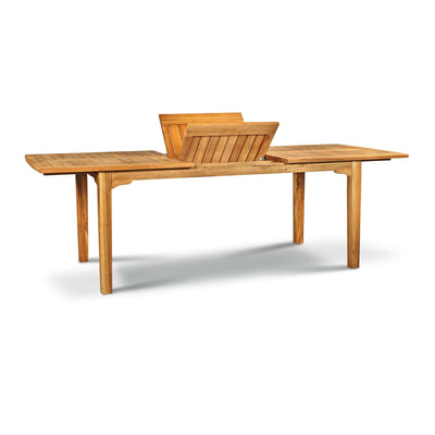 Manorhouse Rectangular Teak Outdoor Dining Table with Built-In Extension and Umbrella Hole