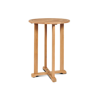 Palm Round Teak Outdoor Bar Height Bistro Table with Umbrella Hole