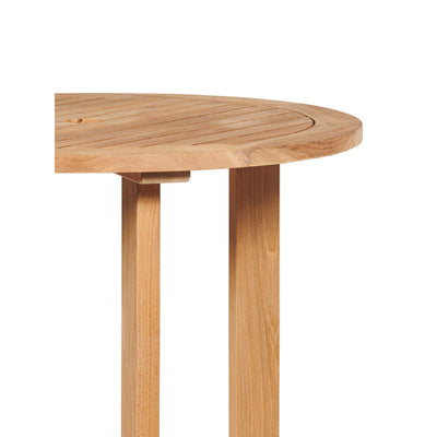 Palm Round Teak Outdoor Bar Height Bistro Table with Umbrella Hole
