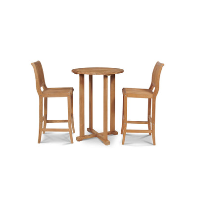 Palm Round Teak Outdoor Bar Height Bistro Table with Umbrella Hole
