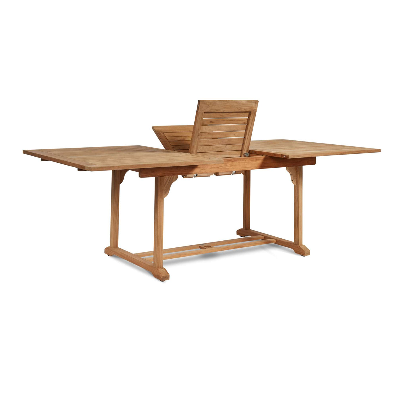 Dalton Rectangular Teak Outdoor Dining Table with Built-In Extension and Umbrella Hole