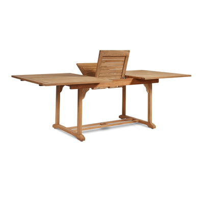 Dalton Rectangular Teak Outdoor Dining Table with Built-In Extension and Umbrella Hole
