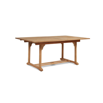 Dalton Rectangular Teak Outdoor Dining Table with Built-In Extension and Umbrella Hole