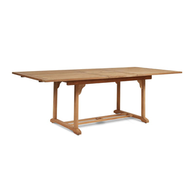 Dalton Rectangular Teak Outdoor Dining Table with Built-In Extension and Umbrella Hole