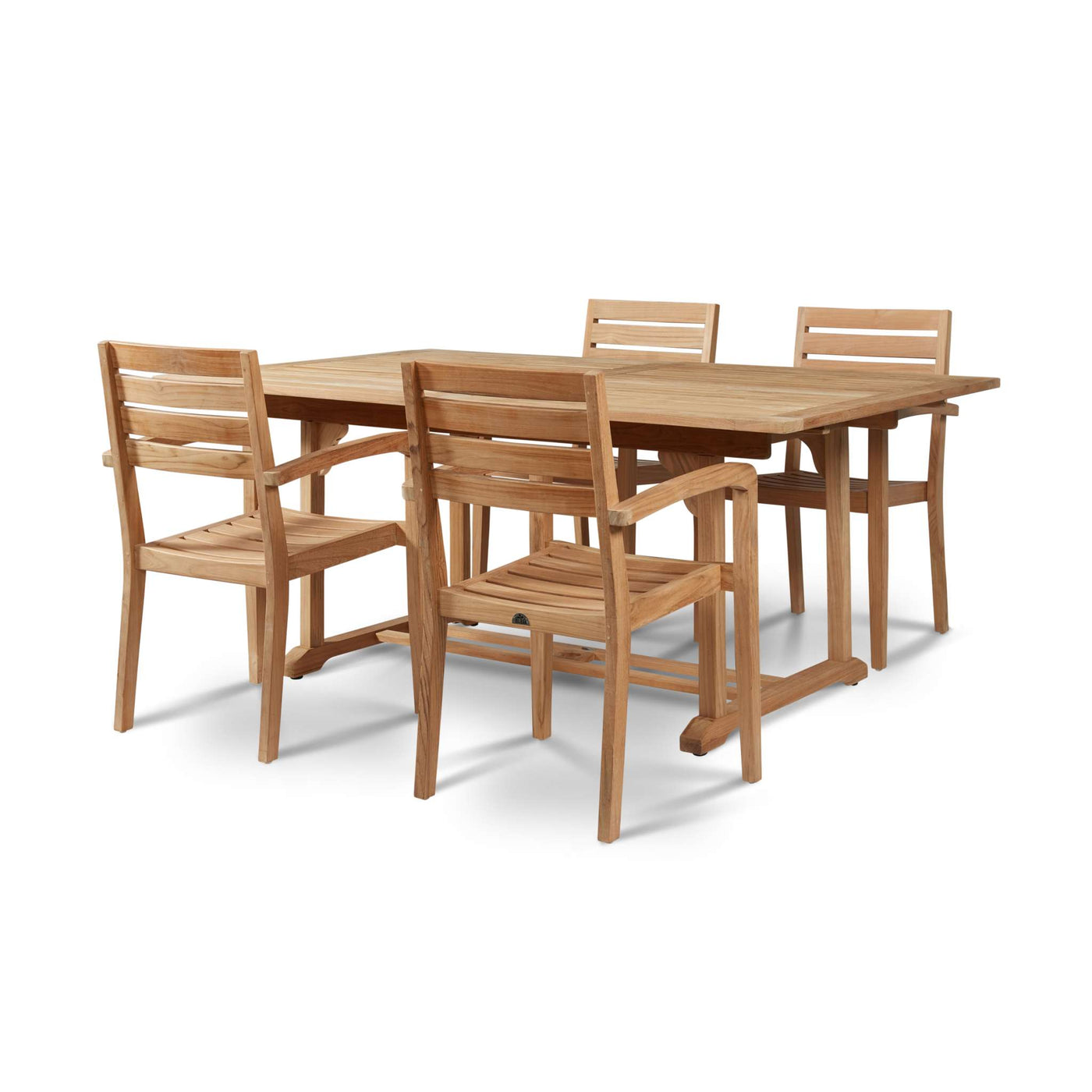 Dalton Rectangular Teak Outdoor Dining Table with Built-In Extension and Umbrella Hole