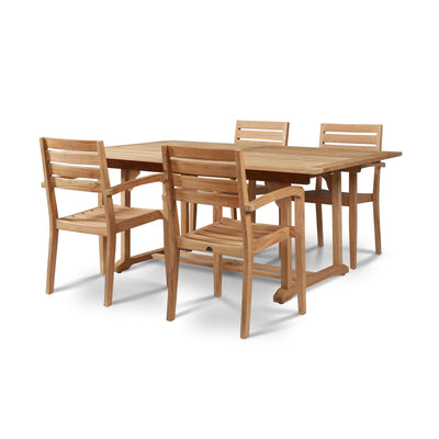 Dalton Rectangular Teak Outdoor Dining Table with Built-In Extension and Umbrella Hole