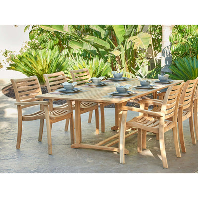 Dalton Rectangular Teak Outdoor Dining Table with Built-In Extension and Umbrella Hole