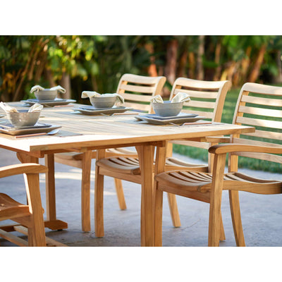 Dalton Rectangular Teak Outdoor Dining Table with Built-In Extension and Umbrella Hole