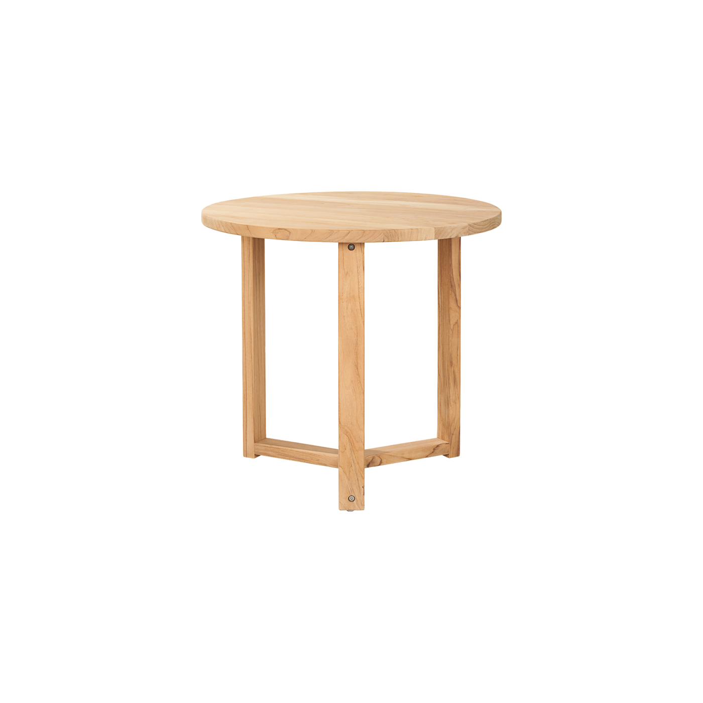 Large Round Teak Outdoor Cross Legs Nesting Side Table