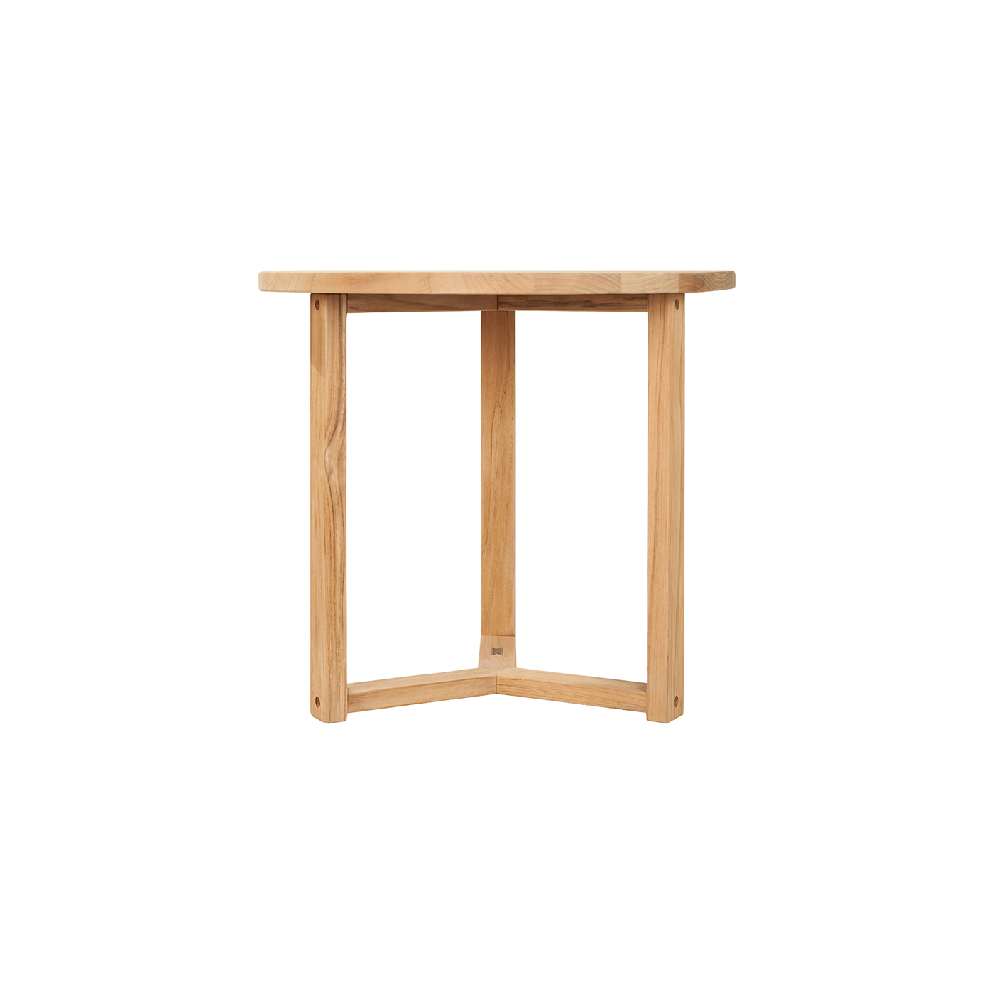 Large Round Teak Outdoor Cross Legs Nesting Side Table