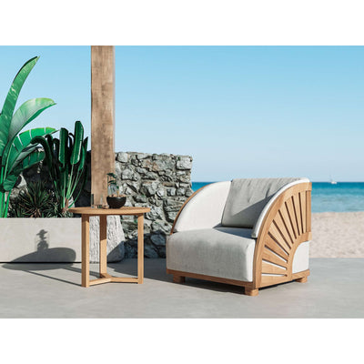 Large Round Teak Outdoor Cross Legs Nesting Side Table