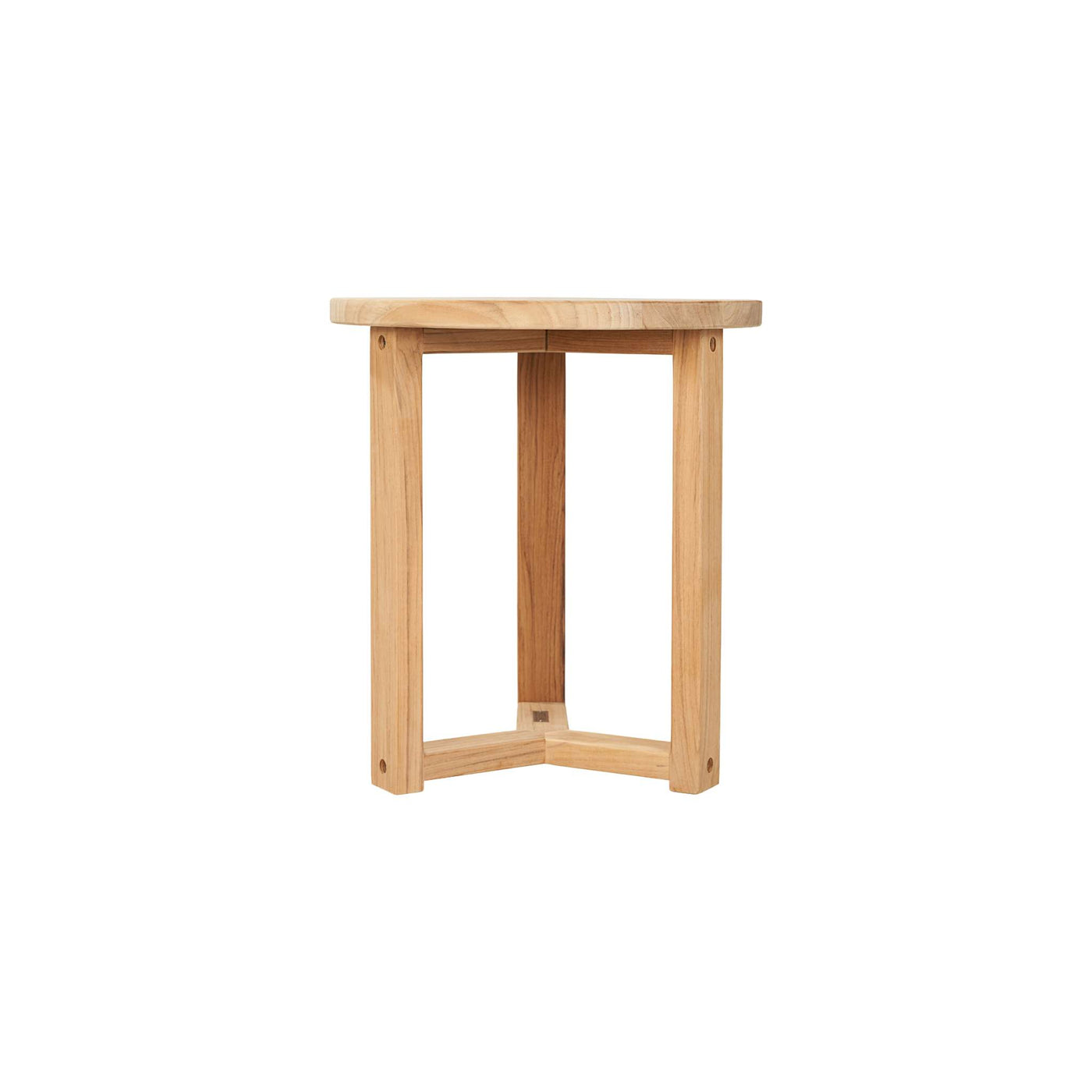 Large Round Teak Outdoor Cross Legs Nesting Side Table