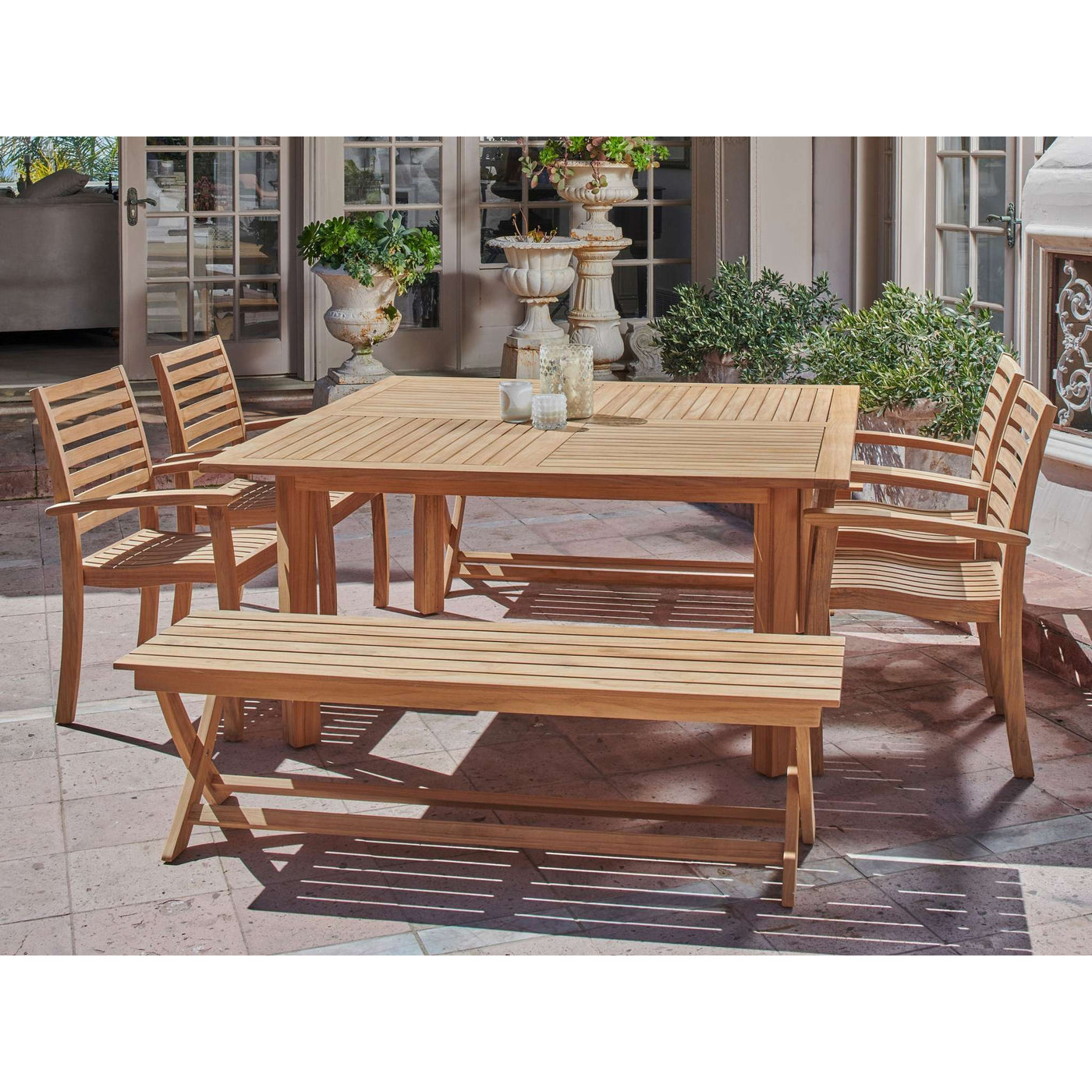 Hamilton Square Teak Outdoor Dining Table with Umbrella Hole