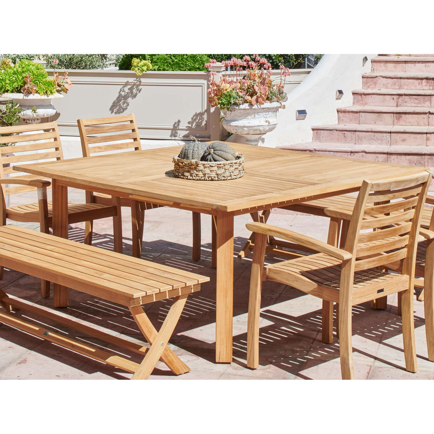 Hamilton Square Teak Outdoor Dining Table with Umbrella Hole