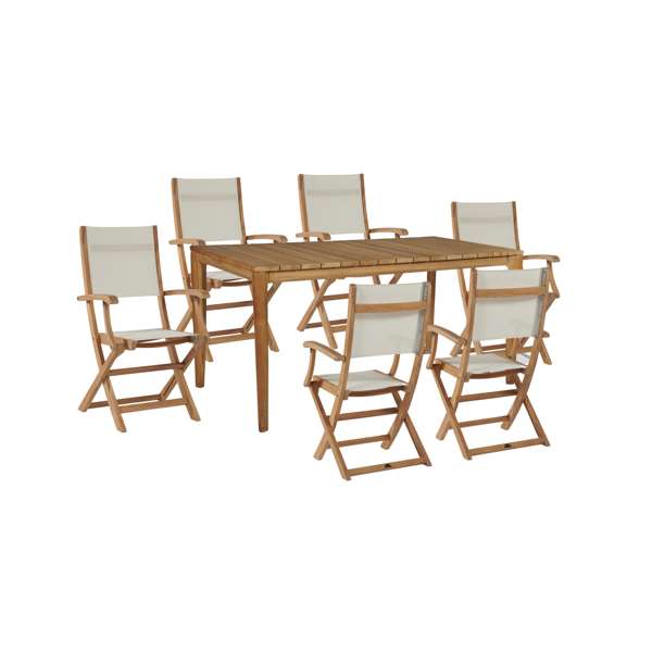 Del Ray 63-inch Rectangular Teak Outdoor Dining Table with Umbrella Hole
