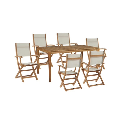 Del Ray 63-inch Rectangular Teak Outdoor Dining Table with Umbrella Hole