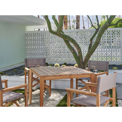 Del Ray 63-inch Rectangular Teak Outdoor Dining Table with Umbrella Hole